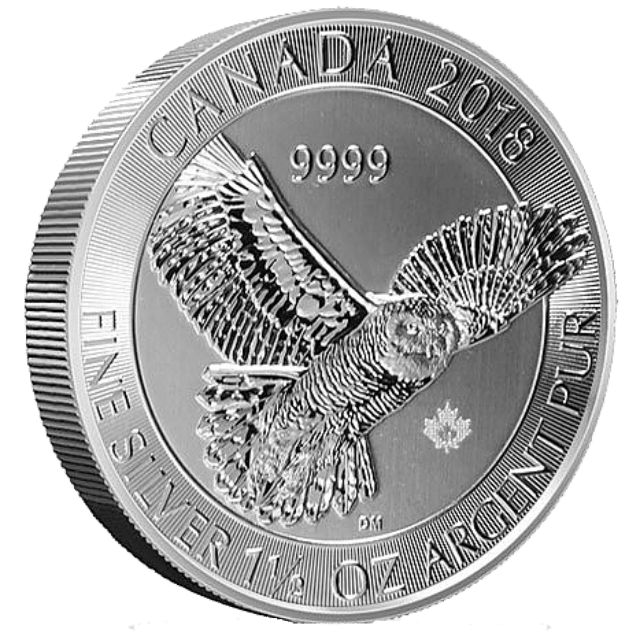 Silver Canadian Snowy Owl 1-1/2 oz. 2018 Gem/BU