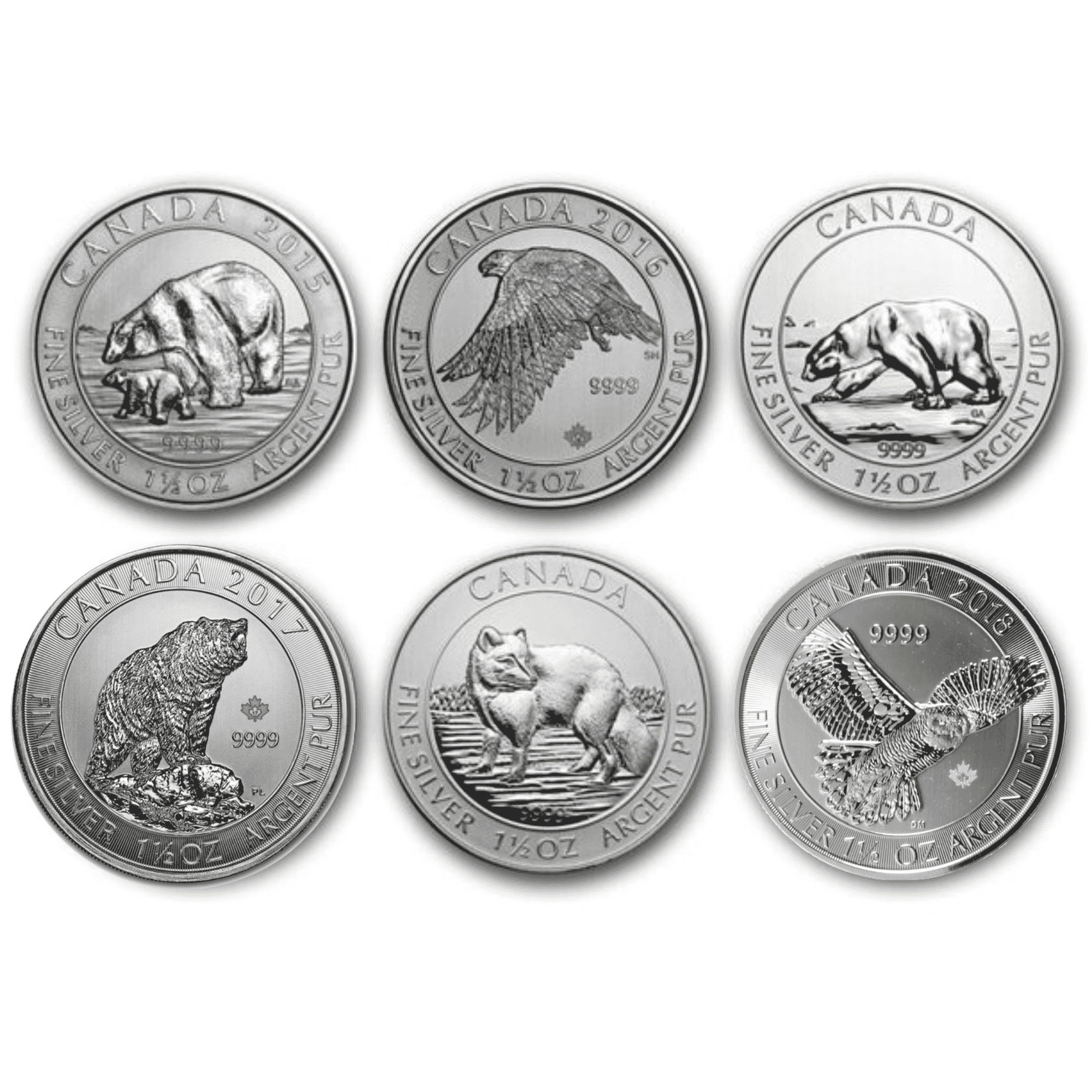 Silver Canadian Wildlife 1-1/2 oz. (Random Year) Gem/BU