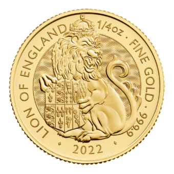 Gold Great Britain Tudor Beasts - Lion of England 1/4 oz. 2022 Gem/BU