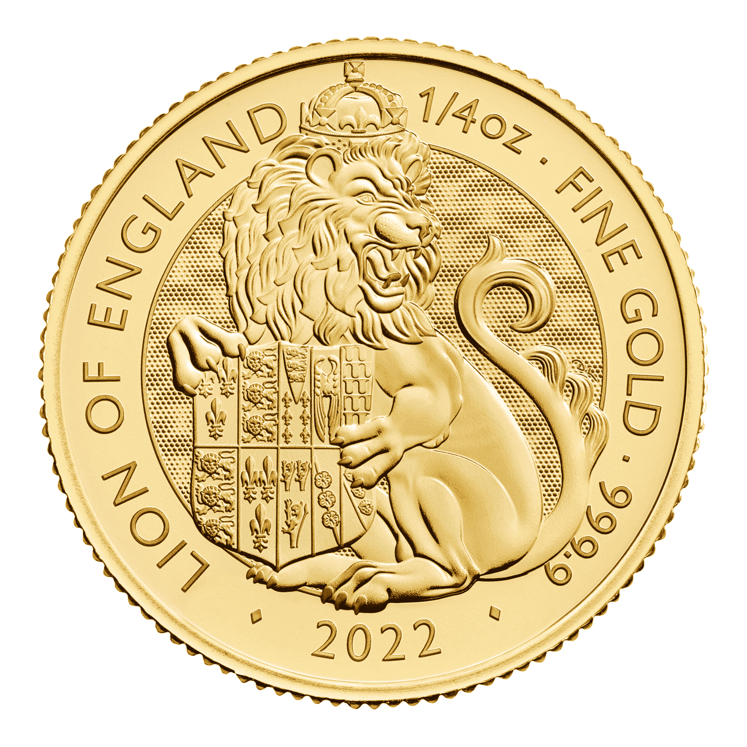 Gold Great Britain Tudor Beasts - Lion of England 1/4 oz. 2022 Gem/BU
