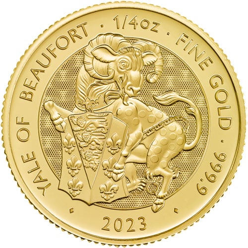 Gold Great Britain Tudor Beasts - Yale of Beaufort 1/4 oz. 2023 Gem/BU