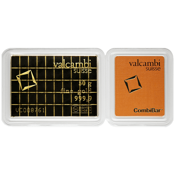 valcambi suisse combiBar 50g gold bar